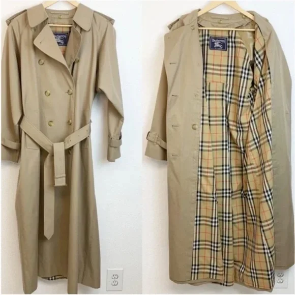 Burberrys LondonVintage Classic Trench Coat Nova Check Lining Size 12 Long